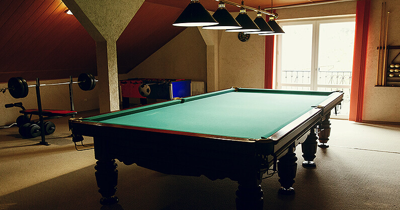 Pool table in a house