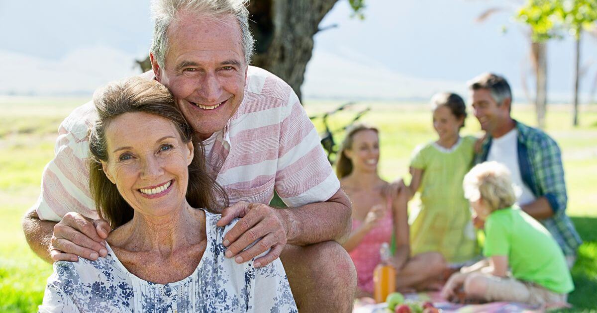 Retired couple with family